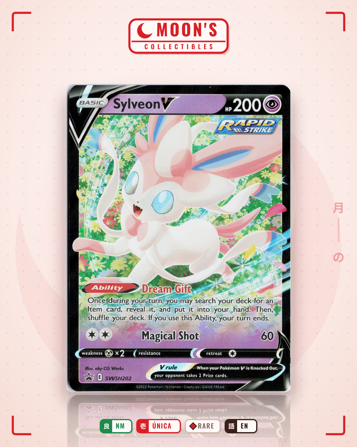 Carta Pokémon Sylveon V · SWSH Black Star Promos #SWSH202 (NM) — pieza única en Moon's Collectibles México