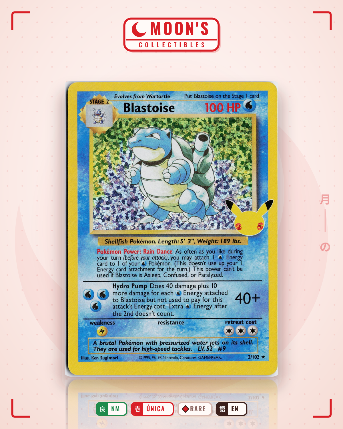 Carta Pokémon Blastoise · Celebrations: Classic Collection #2 (NM) — pieza única en Moon's Collectibles México