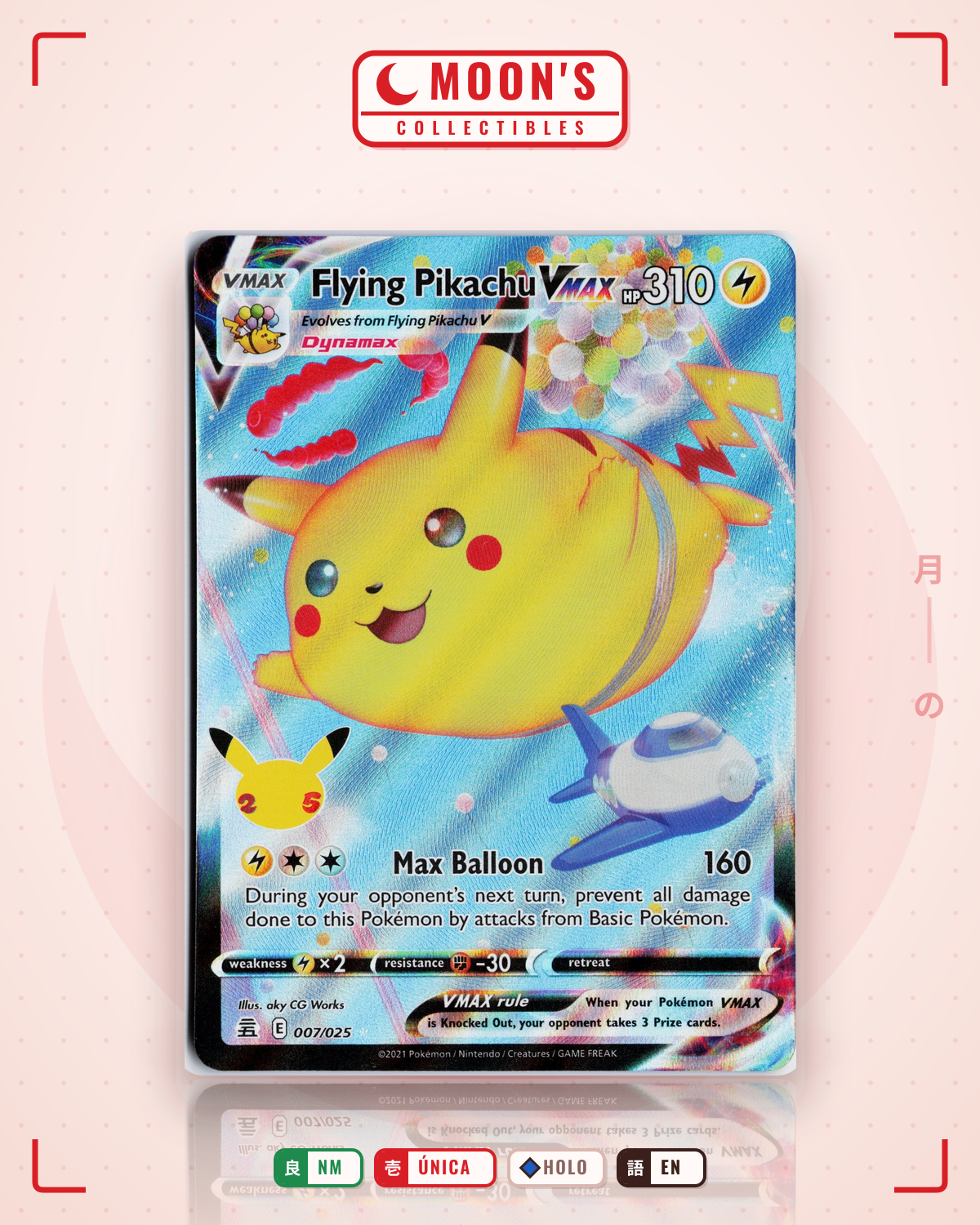 Carta Pokémon Flying Pikachu VMAX · Celebrations #7 (NM) — pieza única en Moon's Collectibles México