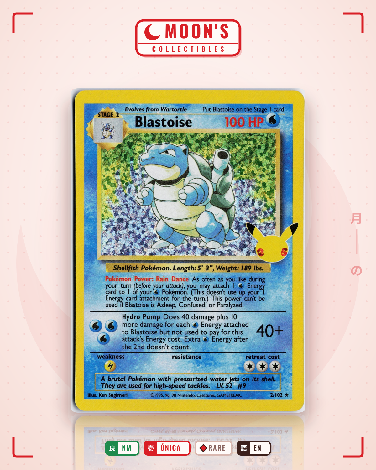 Carta Pokémon Blastoise · Celebrations: Classic Collection #2 (NM) — pieza única en Moon's Collectibles México