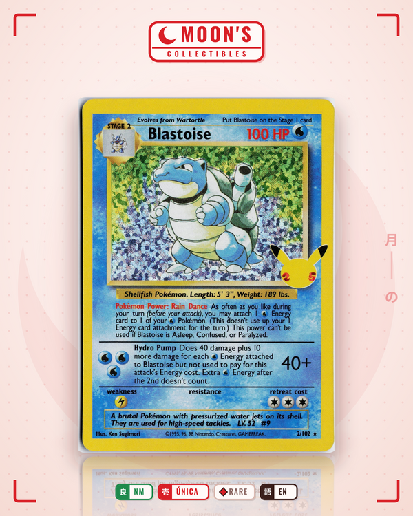 Carta Pokémon Blastoise · Celebrations: Classic Collection #2 (NM) — pieza única en Moon's Collectibles México