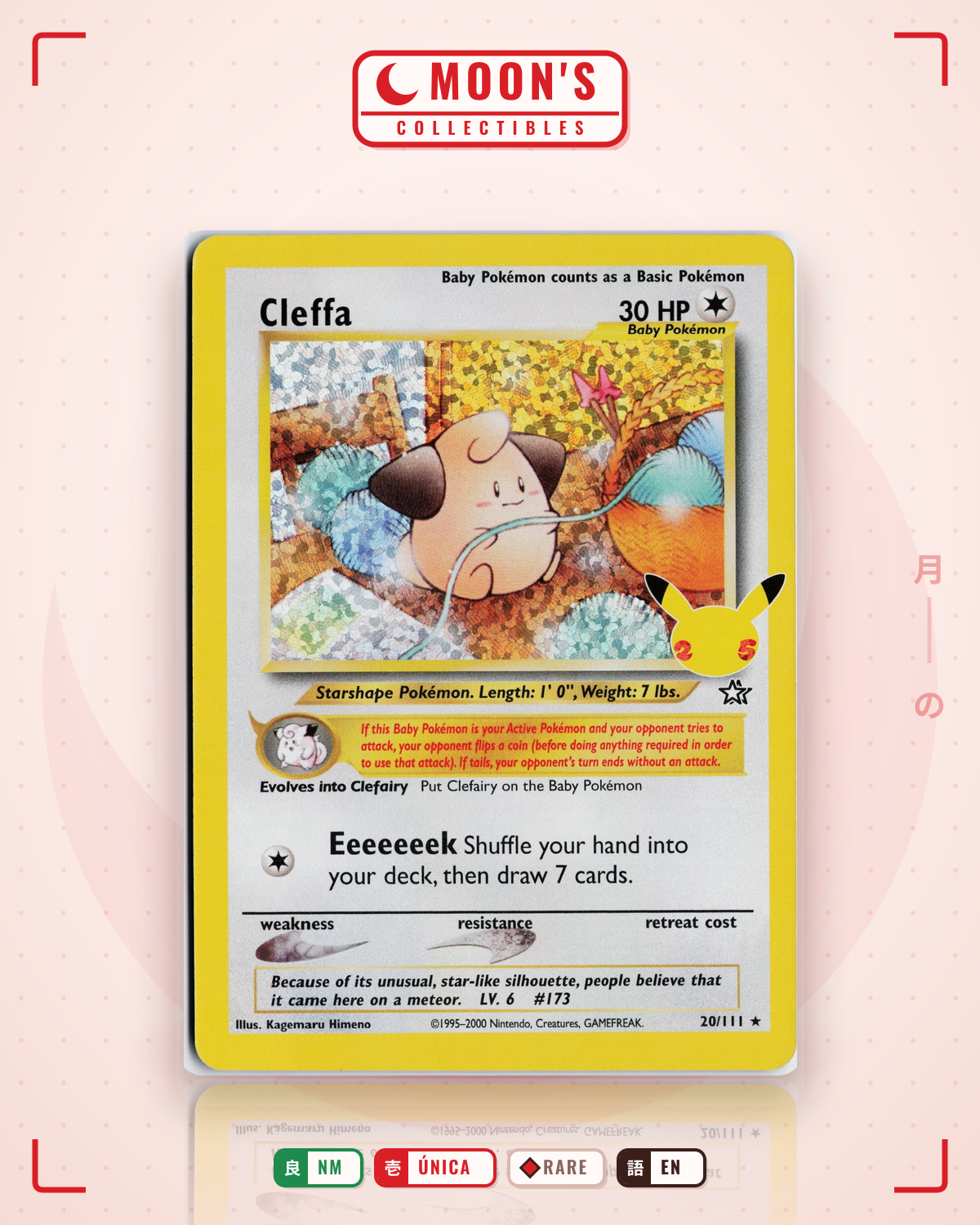 Carta Pokémon Cleffa · Celebrations: Classic Collection #20 (NM) — pieza única en Moon's Collectibles México