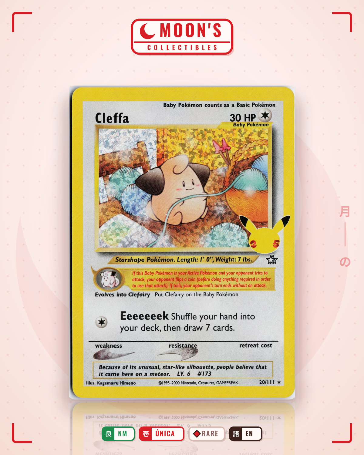 Carta Pokémon Cleffa · Celebrations: Classic Collection #20 (NM) — pieza única en Moon's Collectibles México