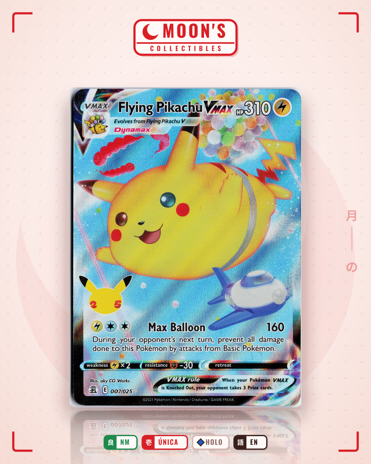 Carta Pokémon Flying Pikachu VMAX · Celebrations #7 (NM) — pieza única en Moon's Collectibles México