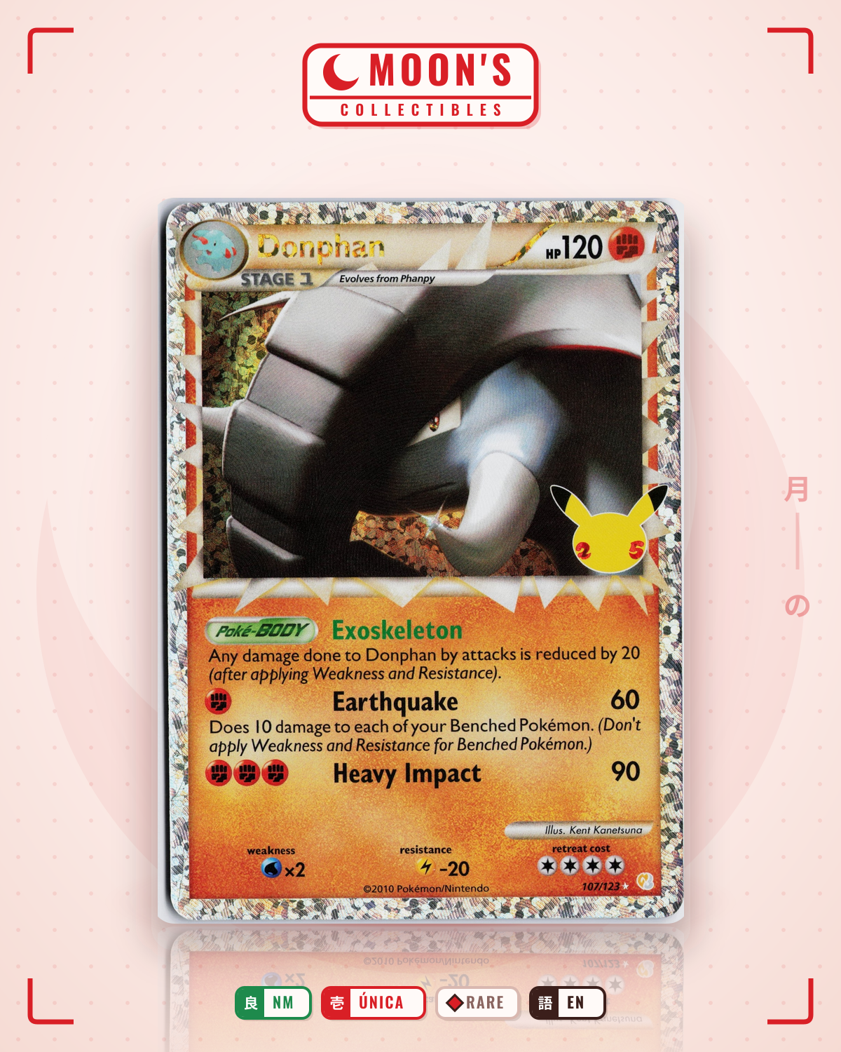 Carta Pokémon Donphan · Celebrations: Classic Collection #107 (NM) — pieza única en Moon's Collectibles México