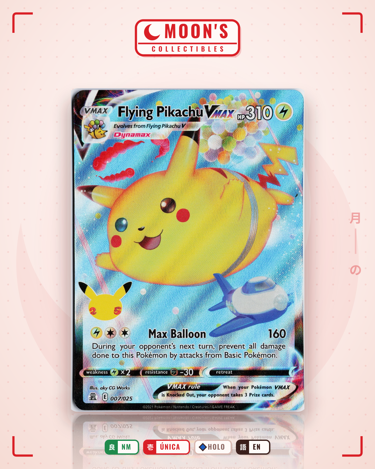 Carta Pokémon Flying Pikachu VMAX · Celebrations #7 (NM) — pieza única en Moon's Collectibles México