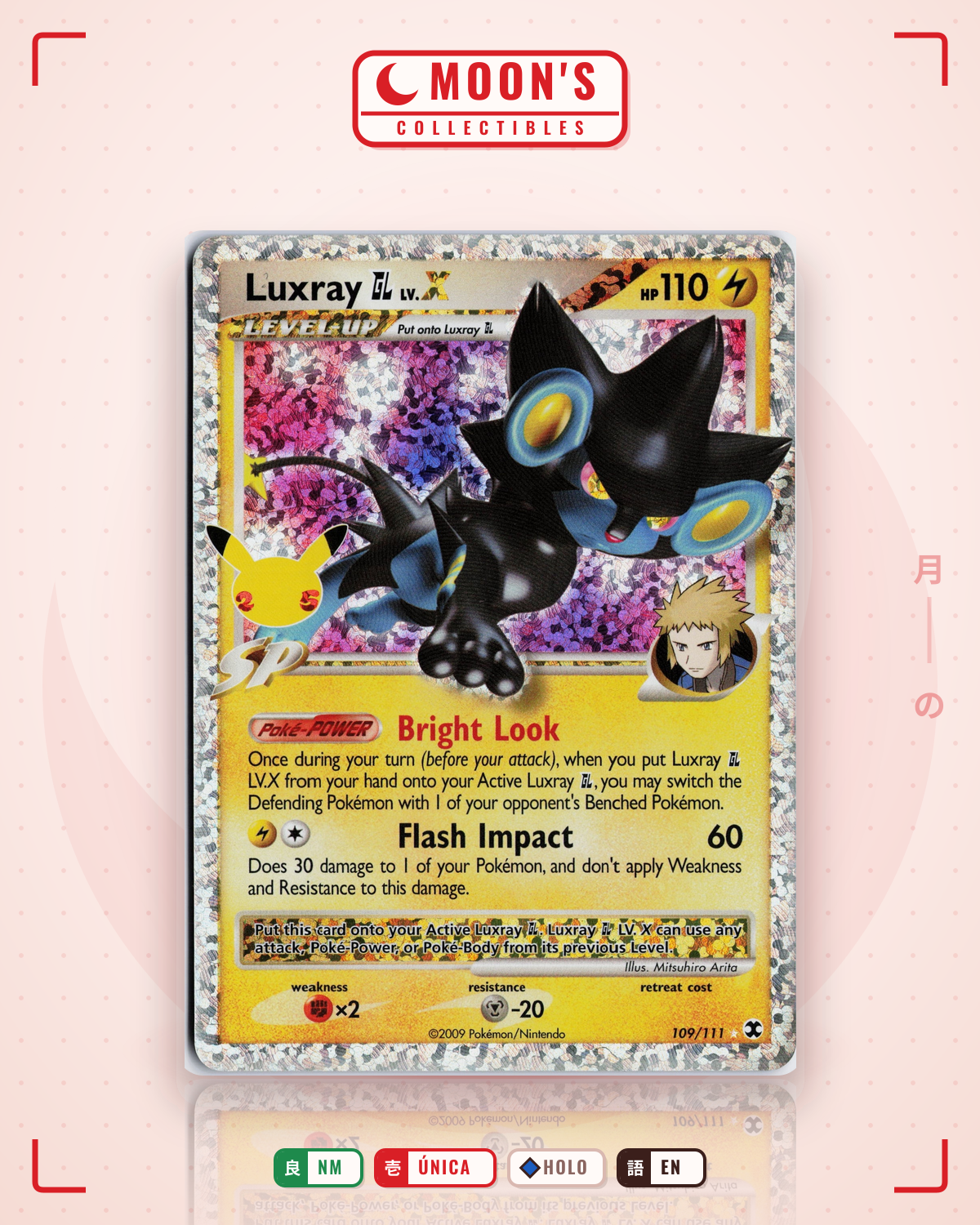 Carta Pokémon Luxray GL LV.X · Rising Rivals #109/111 (NM) — pieza única en Moon's Collectibles México