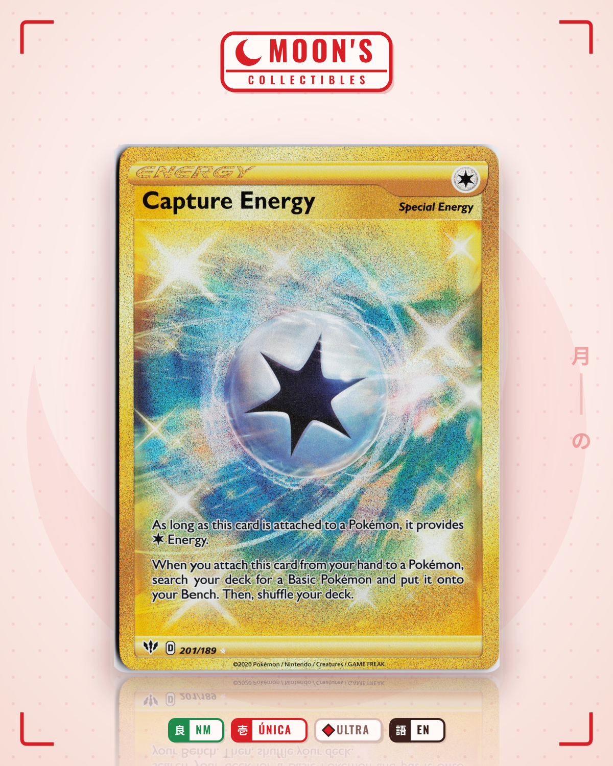 Carta Pokémon Capture Energy · Darkness Ablaze #201/189 (NM) — pieza única en Moon's Collectibles México