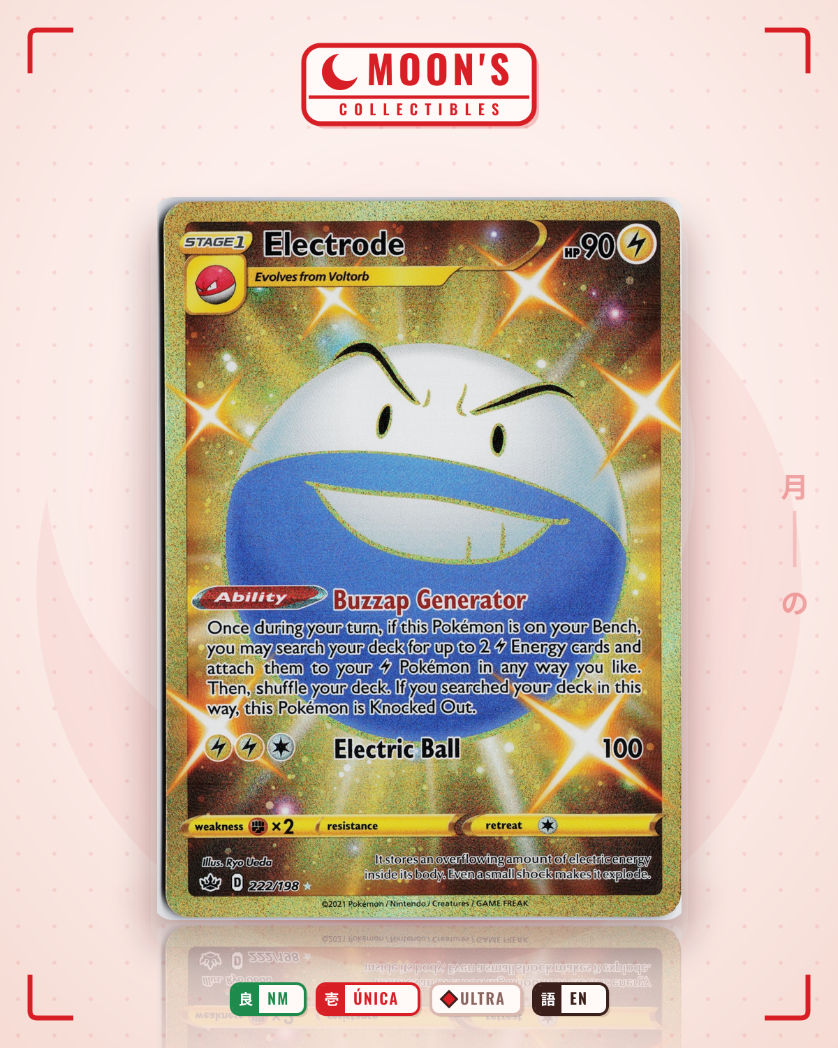 Carta Pokémon Electrode · Chilling Reign #222/198 (NM) — pieza única en Moon's Collectibles México