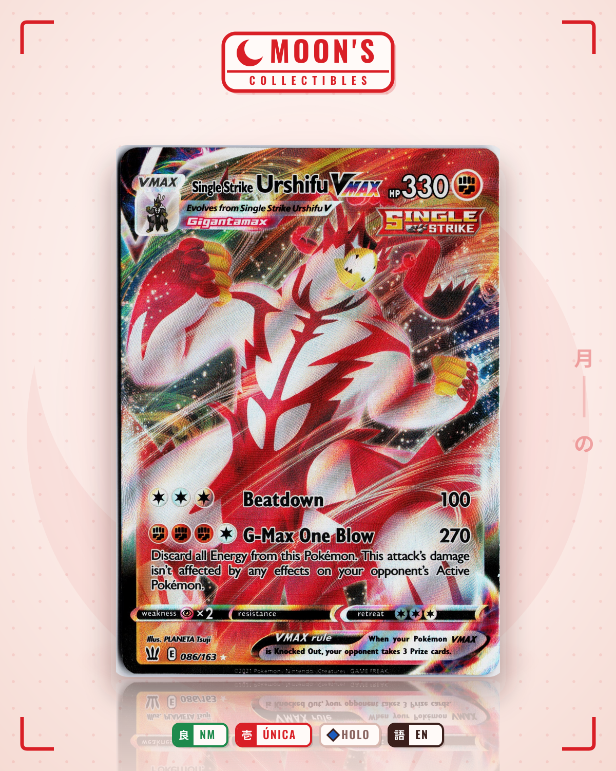 Carta Pokémon Single Strike Urshifu VMAX · Battle Styles #086/163 (NM) — pieza única en Moon's Collectibles México
