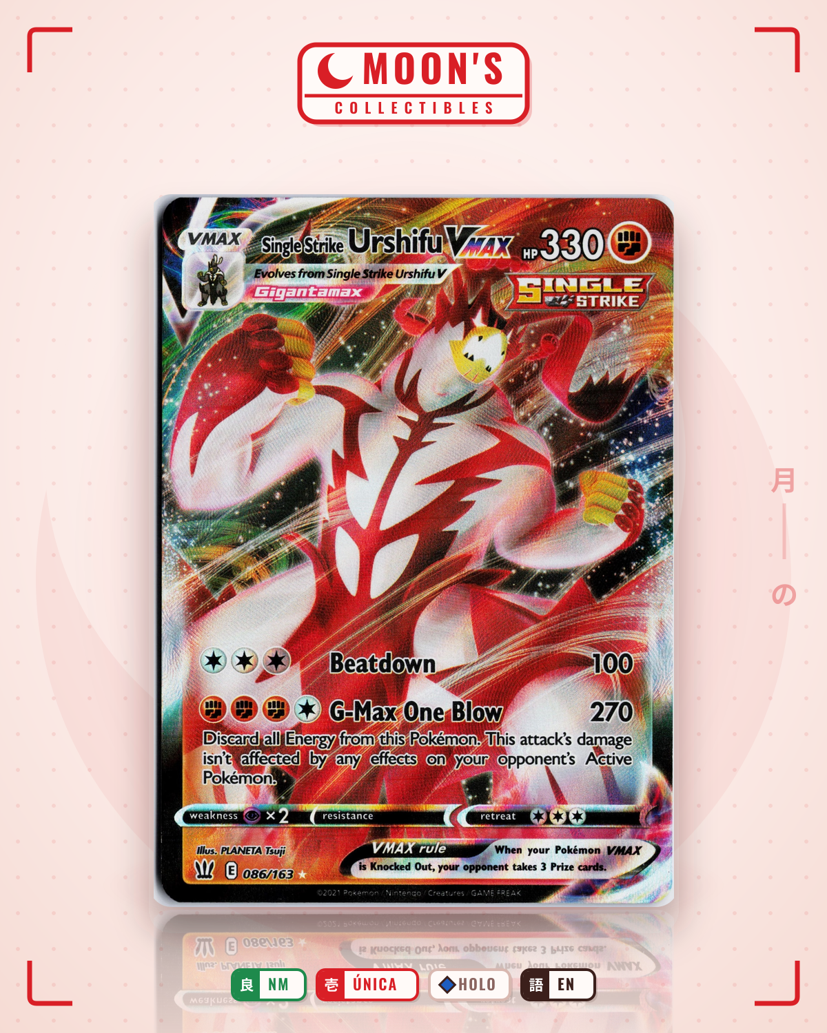 Carta Pokémon Single Strike Urshifu VMAX · Battle Styles #086/163 (NM) — pieza única en Moon's Collectibles México