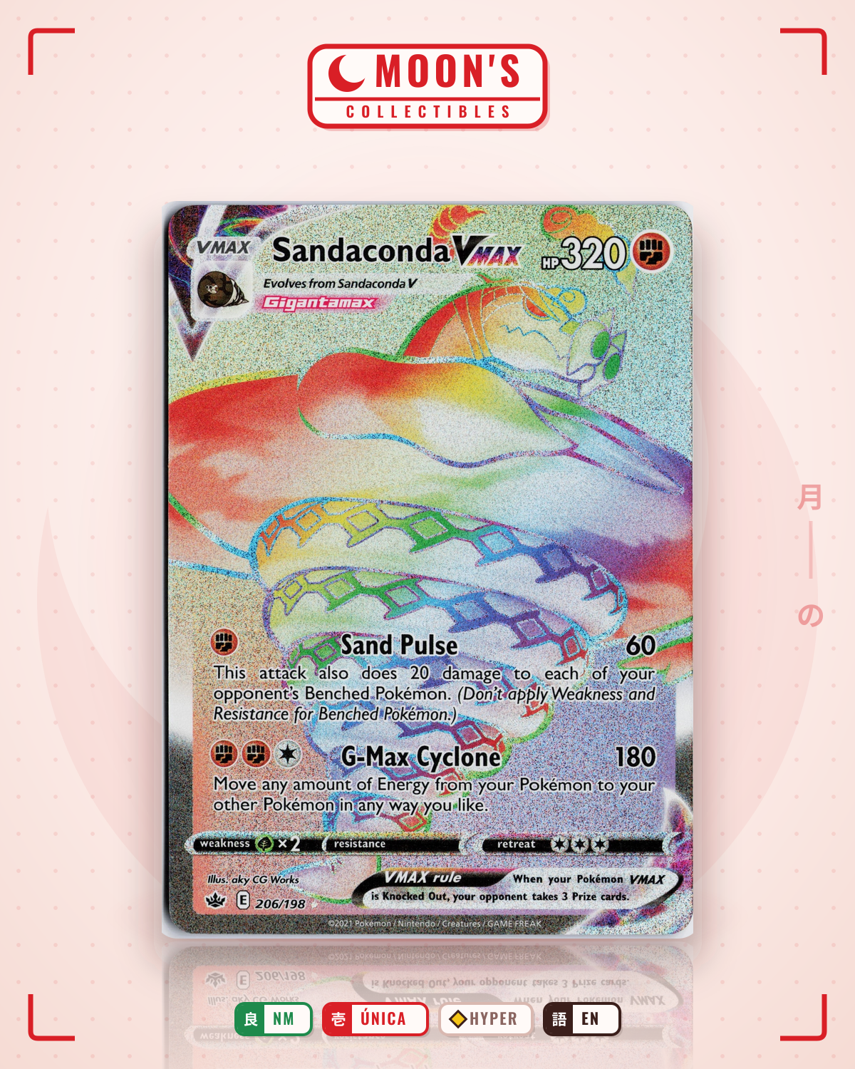 Carta Pokémon Sandaconda VMAX · Chilling Reign #206/198 (NM) — pieza única en Moon's Collectibles México