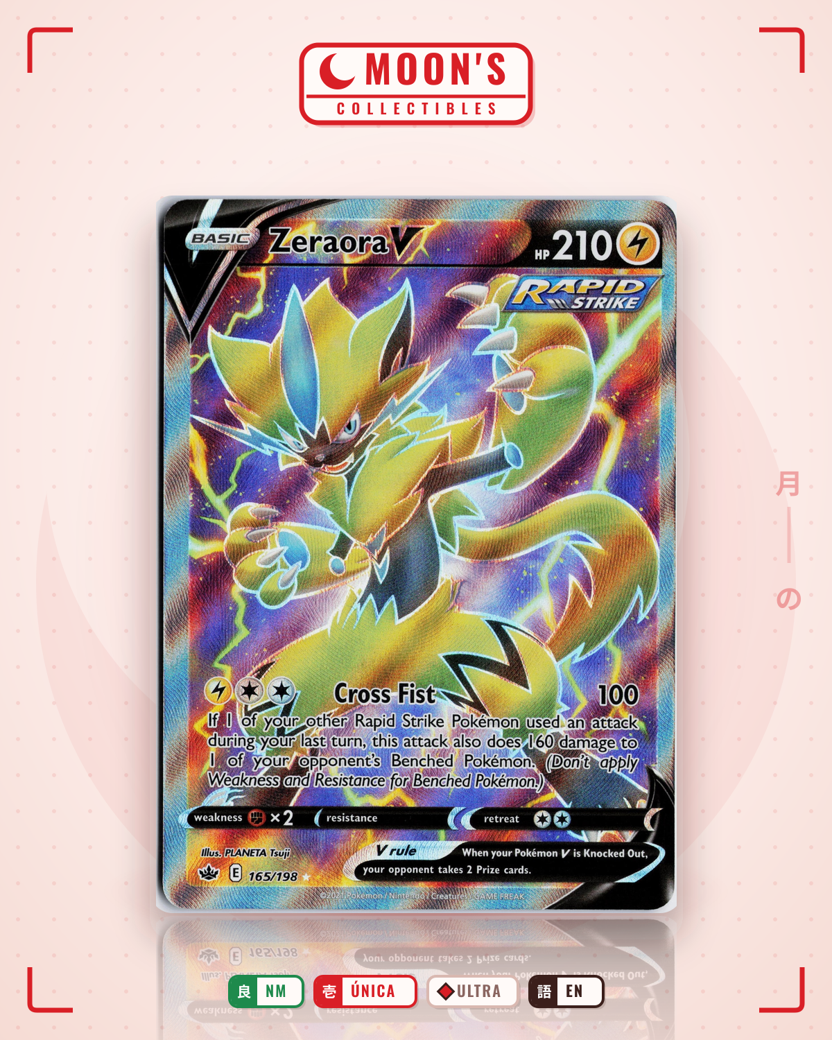 Carta Pokémon Zeraora V · Chilling Reign #165/198 (NM) — pieza única en Moon's Collectibles México