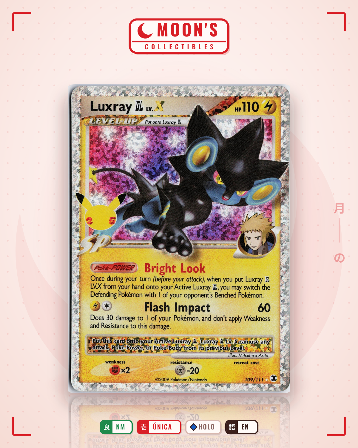 Carta Pokémon Luxray GL LV.X · Rising Rivals #109/111 (NM) — pieza única en Moon's Collectibles México