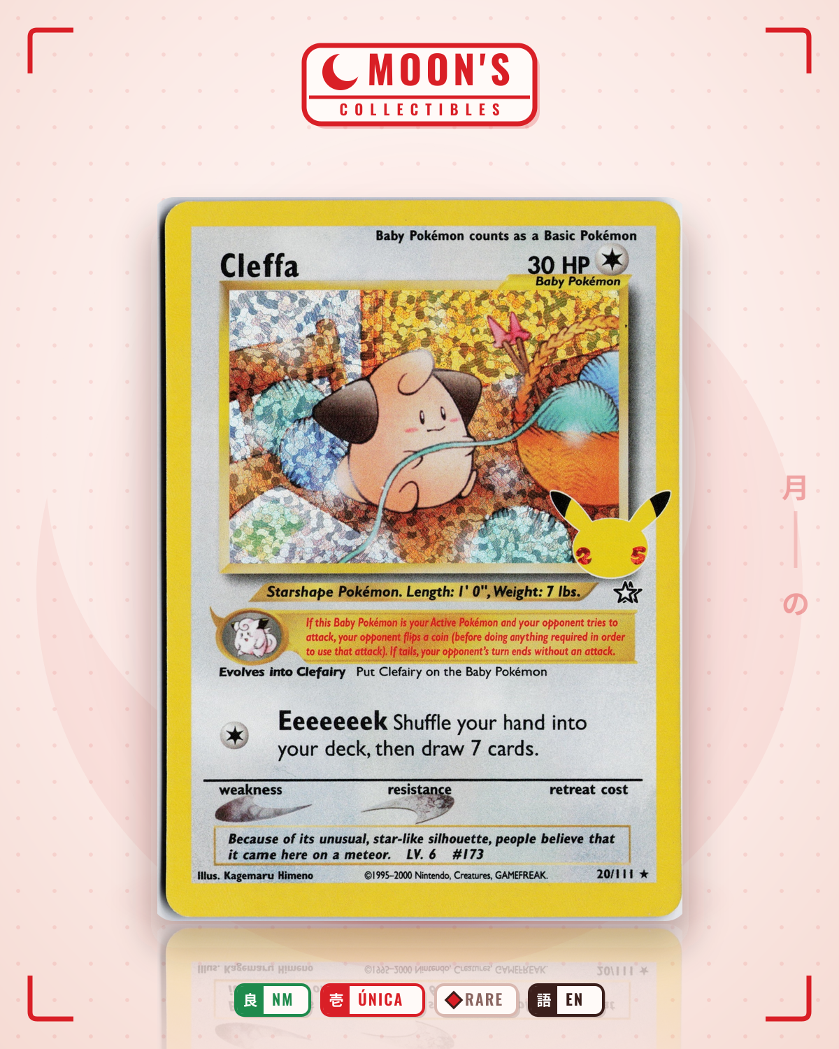 Carta Pokémon Cleffa · Celebrations: Classic Collection #20 (NM) — pieza única en Moon's Collectibles México