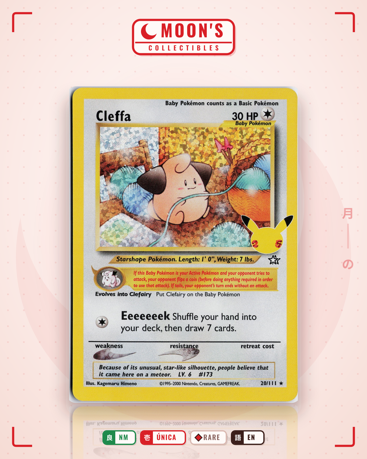 Carta Pokémon Cleffa · Celebrations: Classic Collection #20 (NM) — pieza única en Moon's Collectibles México
