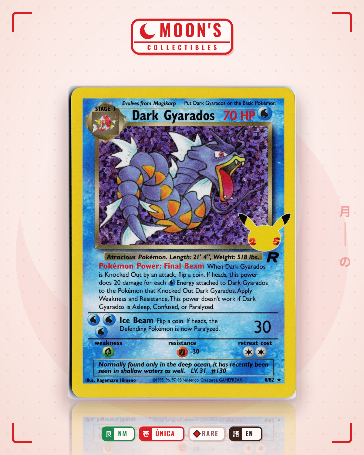 Carta Pokémon Dark Gyarados · Celebrations: Classic Collection #8 (NM) — pieza única en Moon's Collectibles México