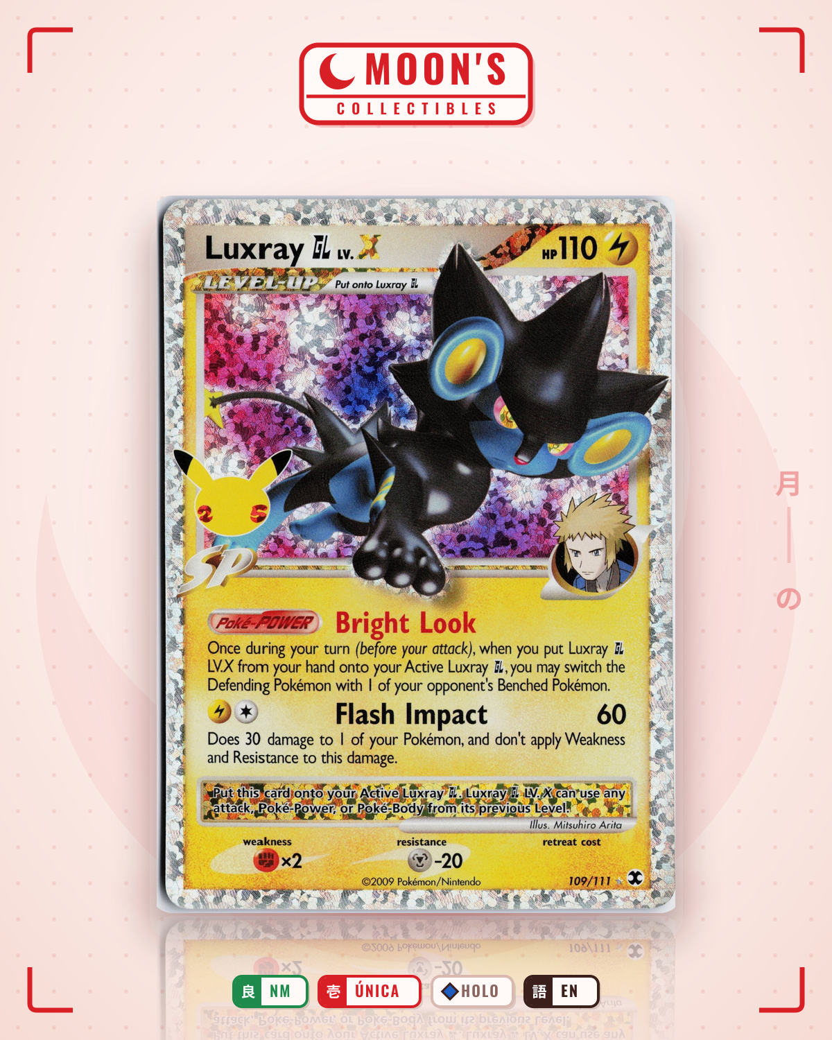 Carta Pokémon Luxray GL LV.X · Rising Rivals #109/111 (NM) — pieza única en Moon's Collectibles México