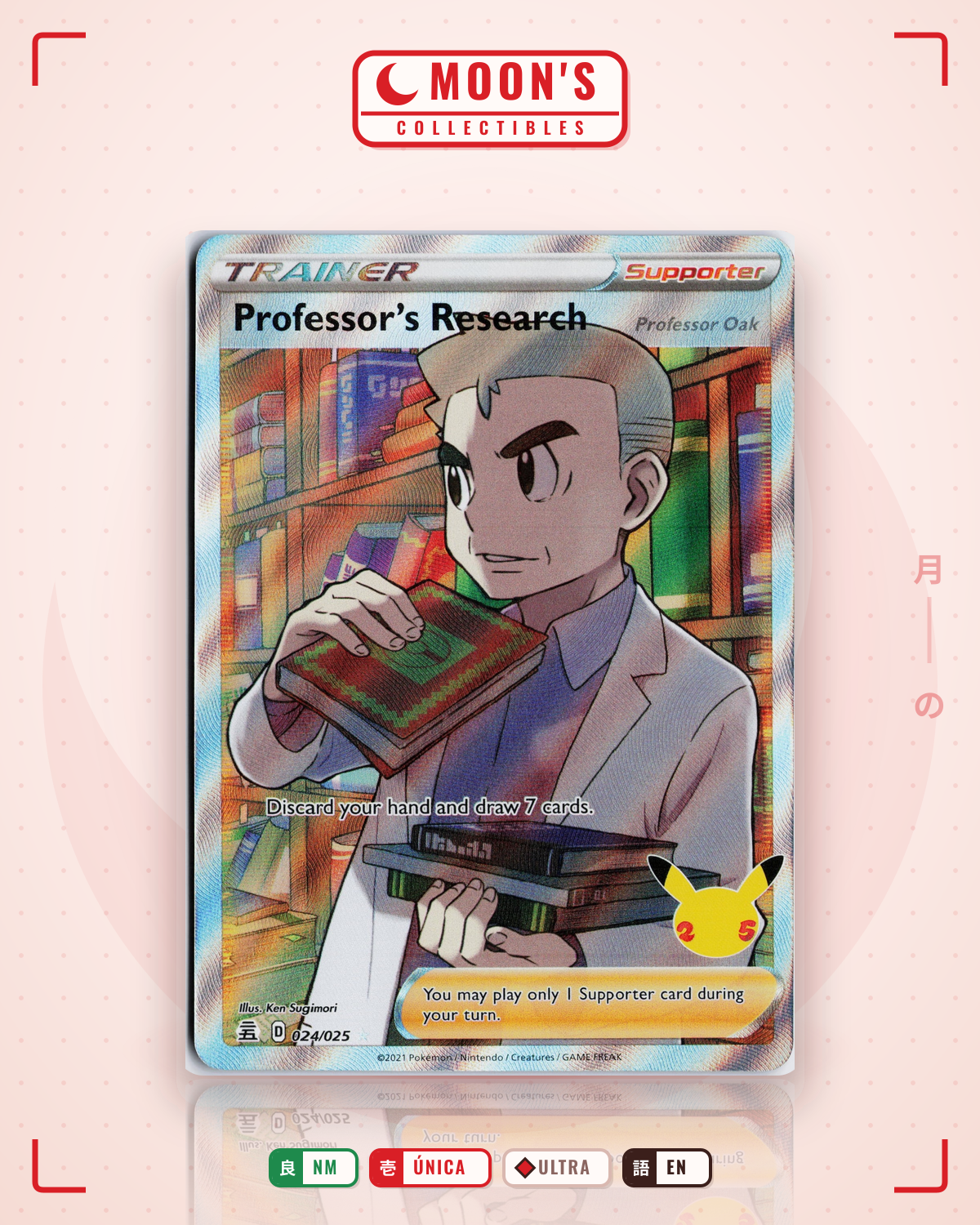 Carta Pokémon Professor's Research (Professor Oak) · Celebrations #24 (NM) — pieza única en Moon's Collectibles México