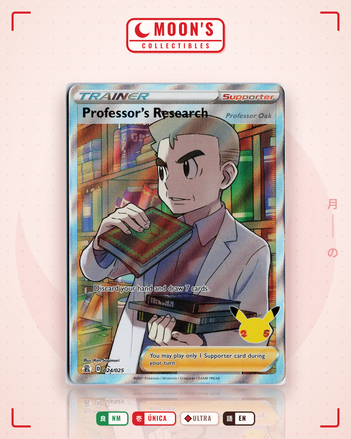 Carta Pokémon Professor's Research (Professor Oak) · Celebrations #24 (NM) — pieza única en Moon's Collectibles México