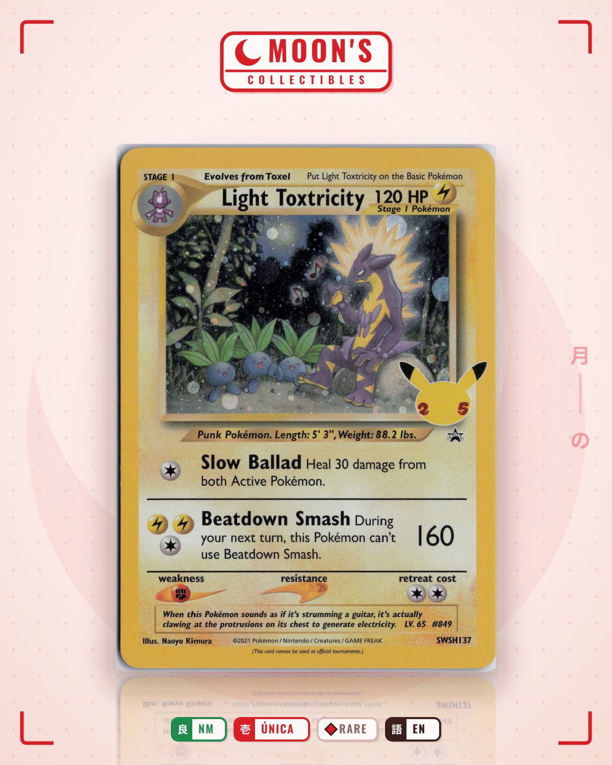 Carta Pokémon Light Toxtricity · SWSH Black Star Promos #SWSH137 (NM) — pieza única en Moon's Collectibles México