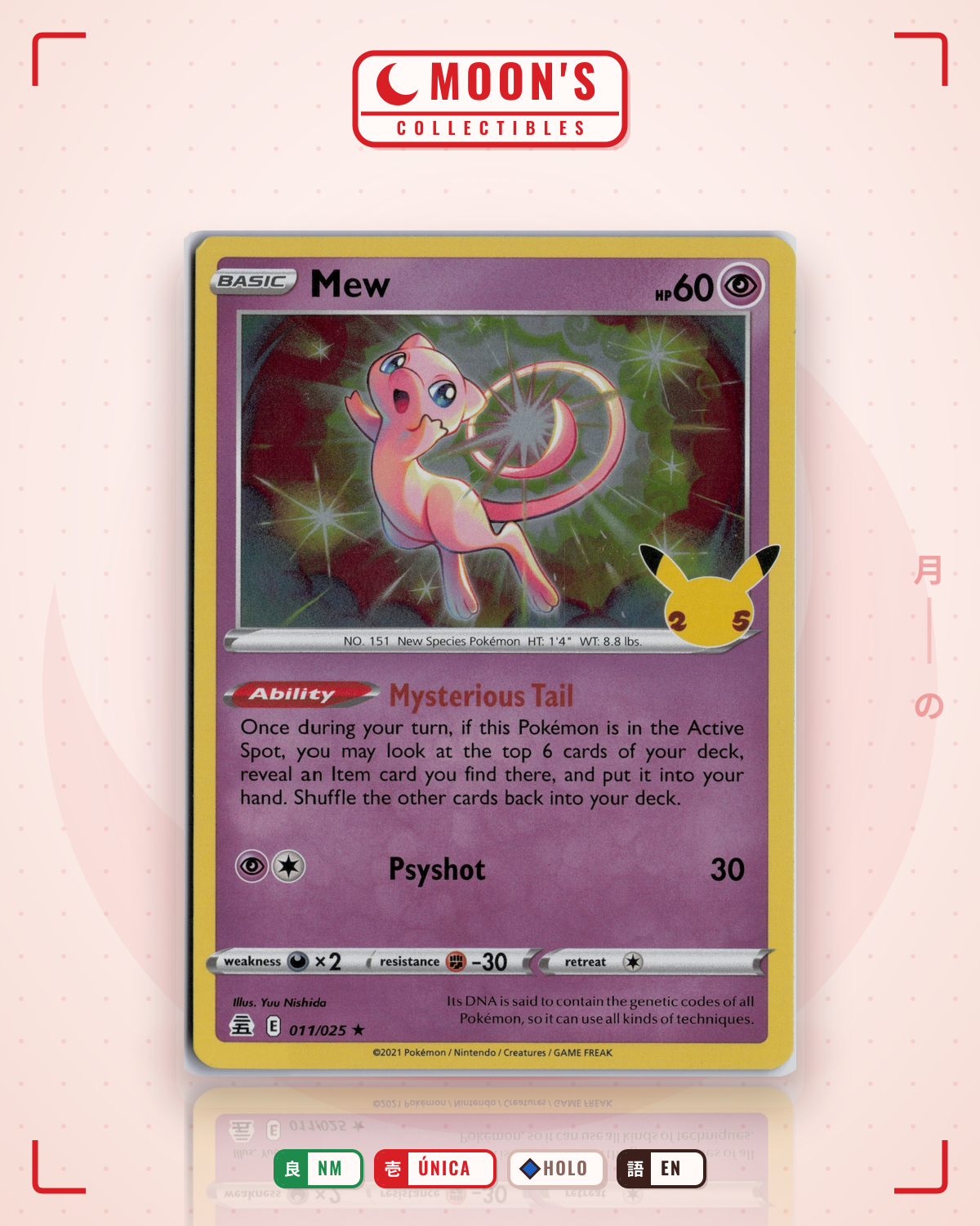 Carta Pokémon Mew · Celebrations #11 (NM) — pieza única en Moon's Collectibles México