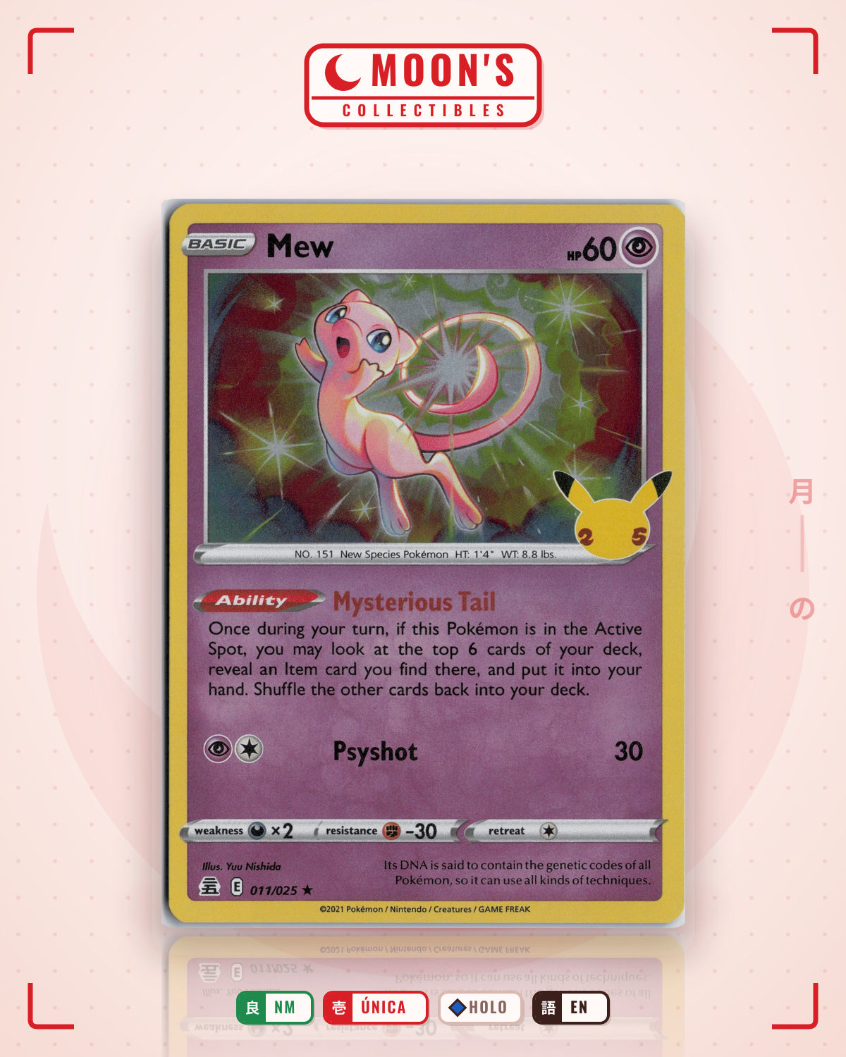 Carta Pokémon Mew · Celebrations #11 (NM) — pieza única en Moon's Collectibles México