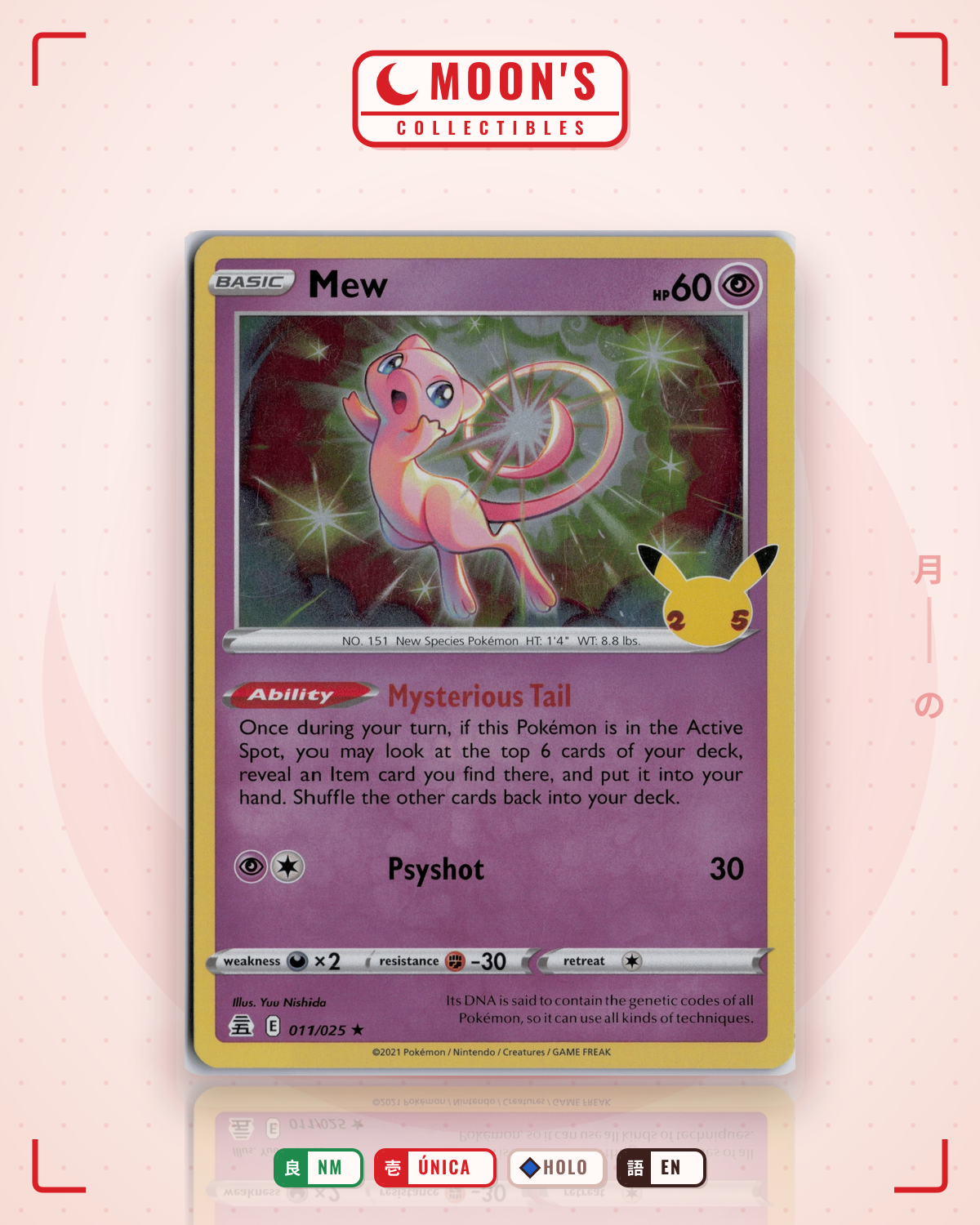 Carta Pokémon Mew · Celebrations #11 (NM) — pieza única en Moon's Collectibles México