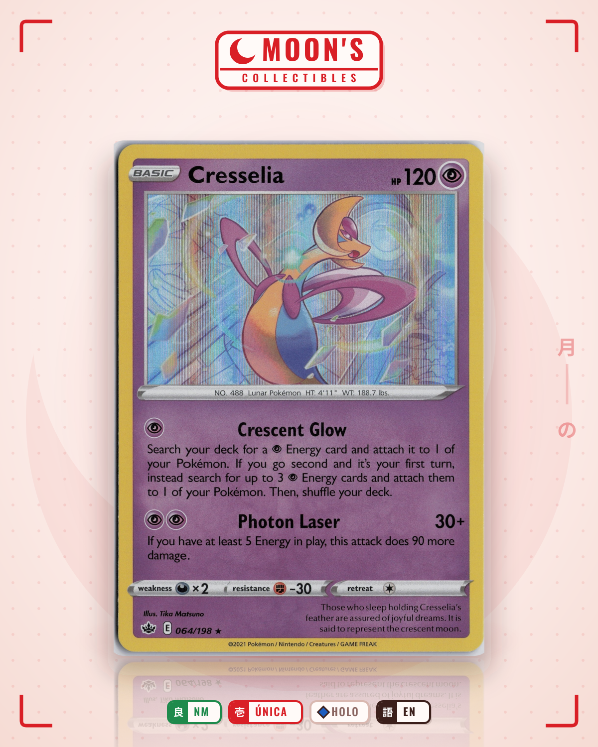 Carta Pokémon Cresselia · Chilling Reign #064/198 (NM) — pieza única en Moon's Collectibles México