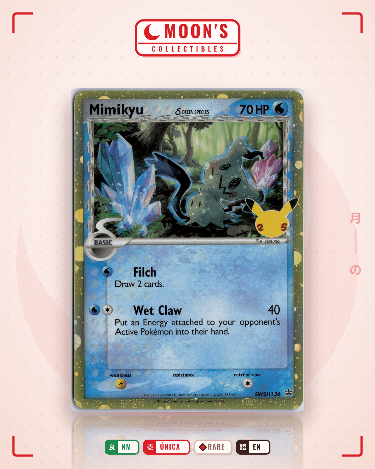 Carta Pokémon Mimikyu δ · SWSH Black Star Promos #SWSH136 (NM) — pieza única en Moon's Collectibles México