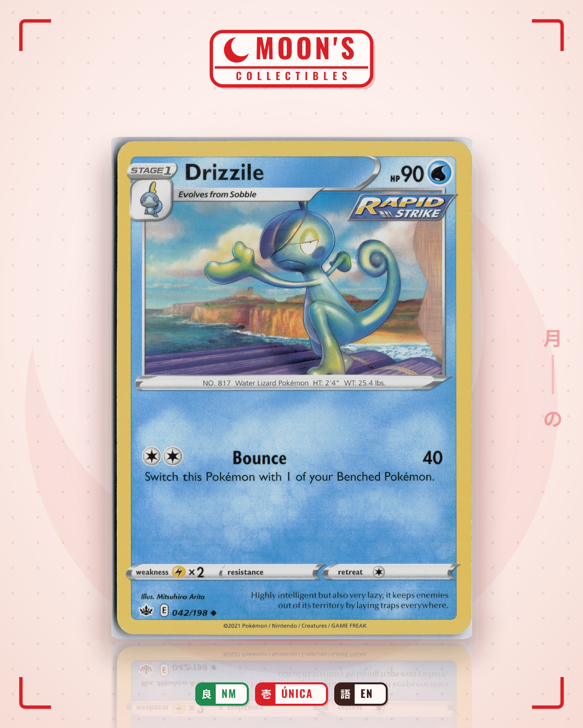 Carta Pokémon Drizzile · Chilling Reign #042/198 (NM) — pieza única en Moon's Collectibles México