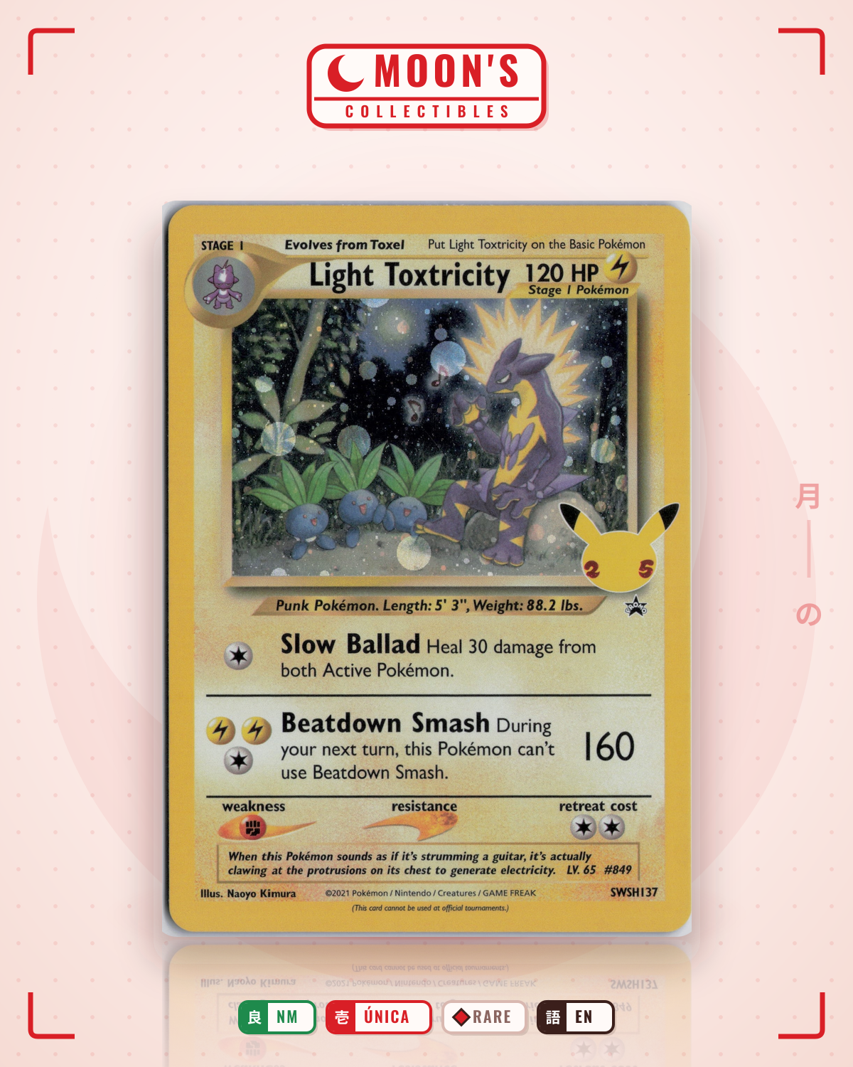 Carta Pokémon Light Toxtricity · SWSH Black Star Promos #SWSH137 (NM) — pieza única en Moon's Collectibles México
