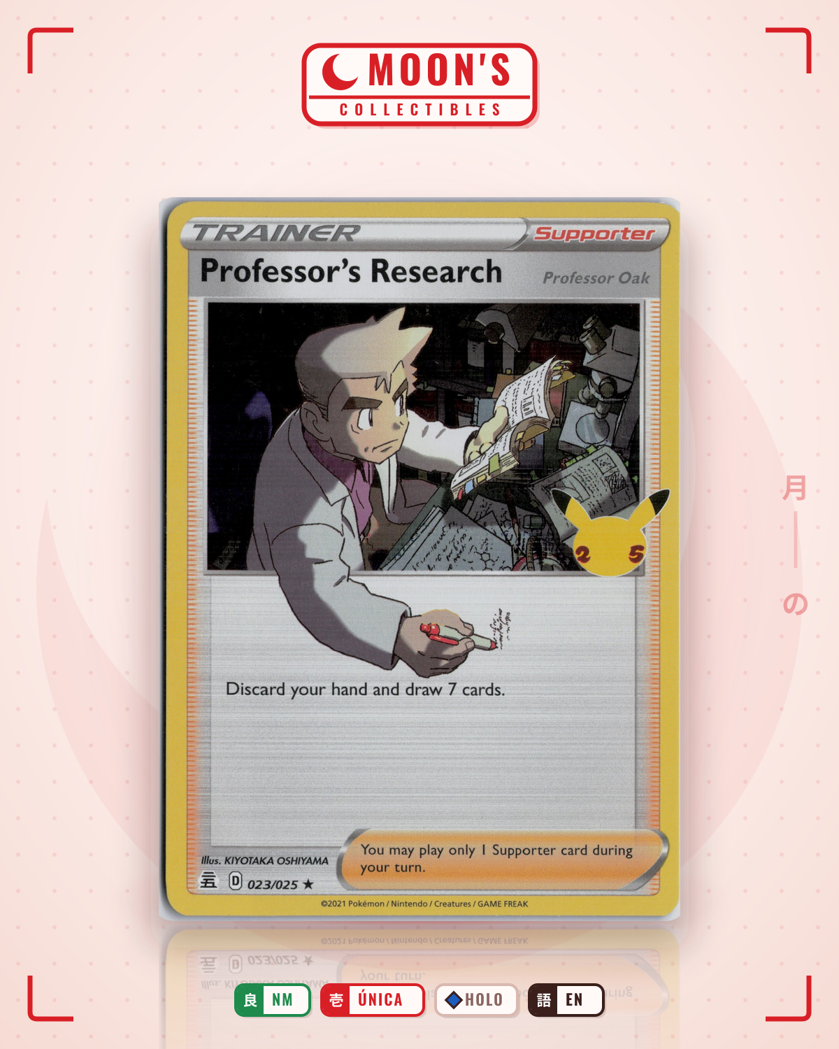 Carta Pokémon Professor's Research (Professor Oak) · Celebrations #23 (NM) — pieza única en Moon's Collectibles México