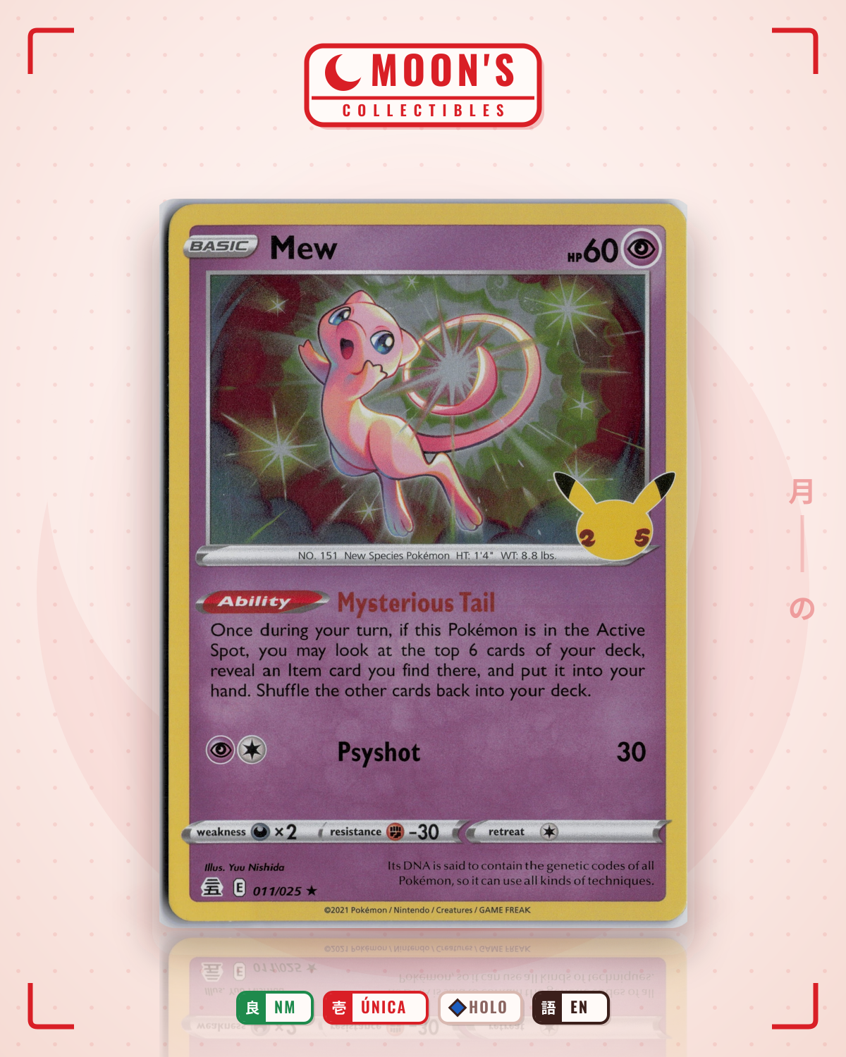 Carta Pokémon Mew · Celebrations #11 (NM) — pieza única en Moon's Collectibles México