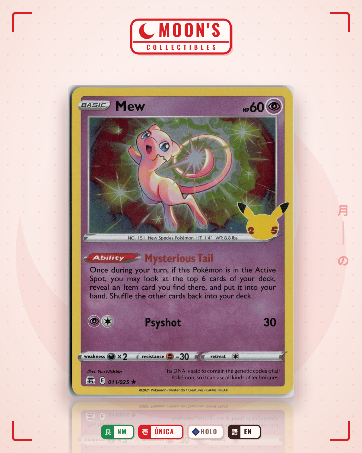 Carta Pokémon Mew · Celebrations #11 (NM) — pieza única en Moon's Collectibles México