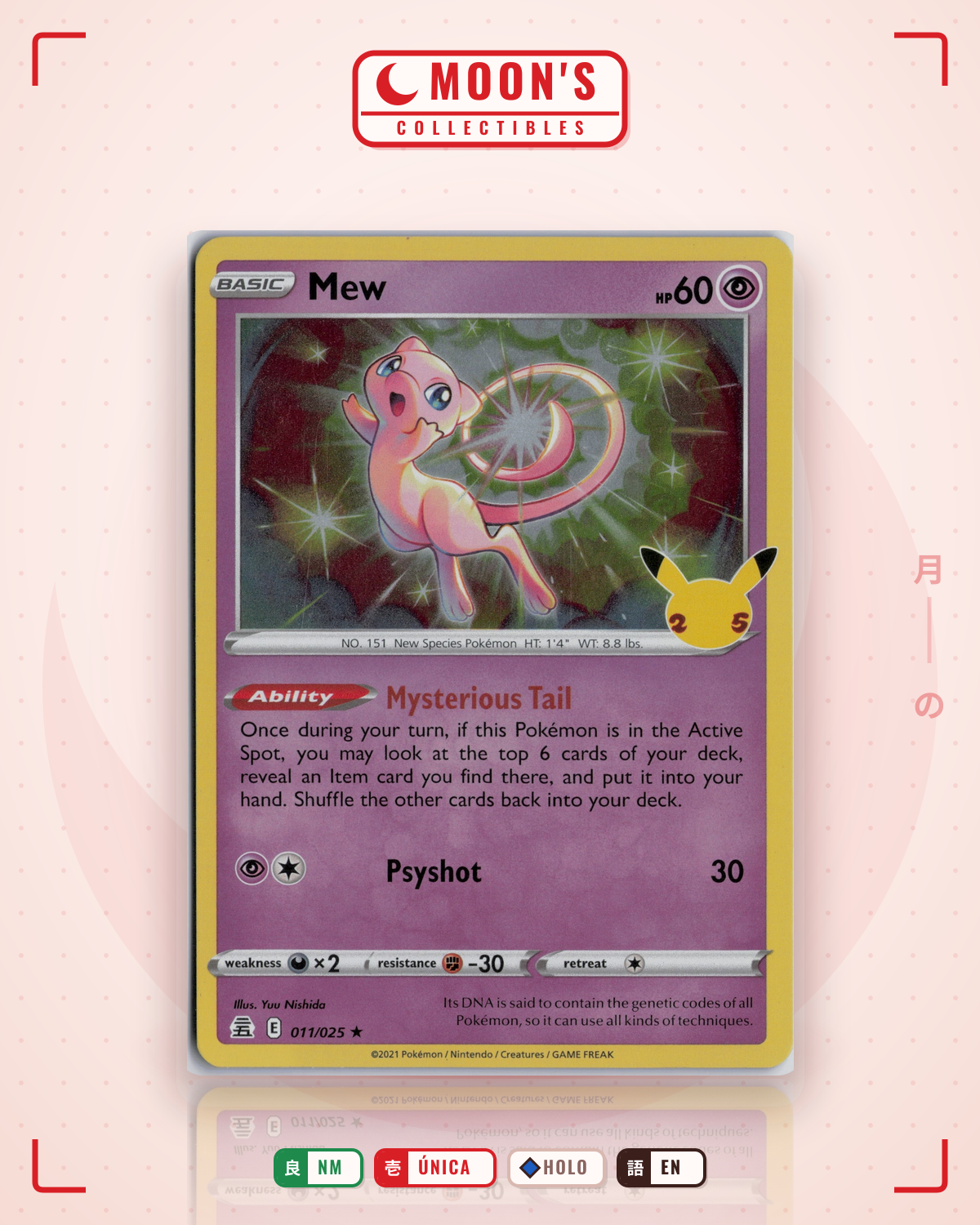 Carta Pokémon Mew · Celebrations #11 (NM) — pieza única en Moon's Collectibles México