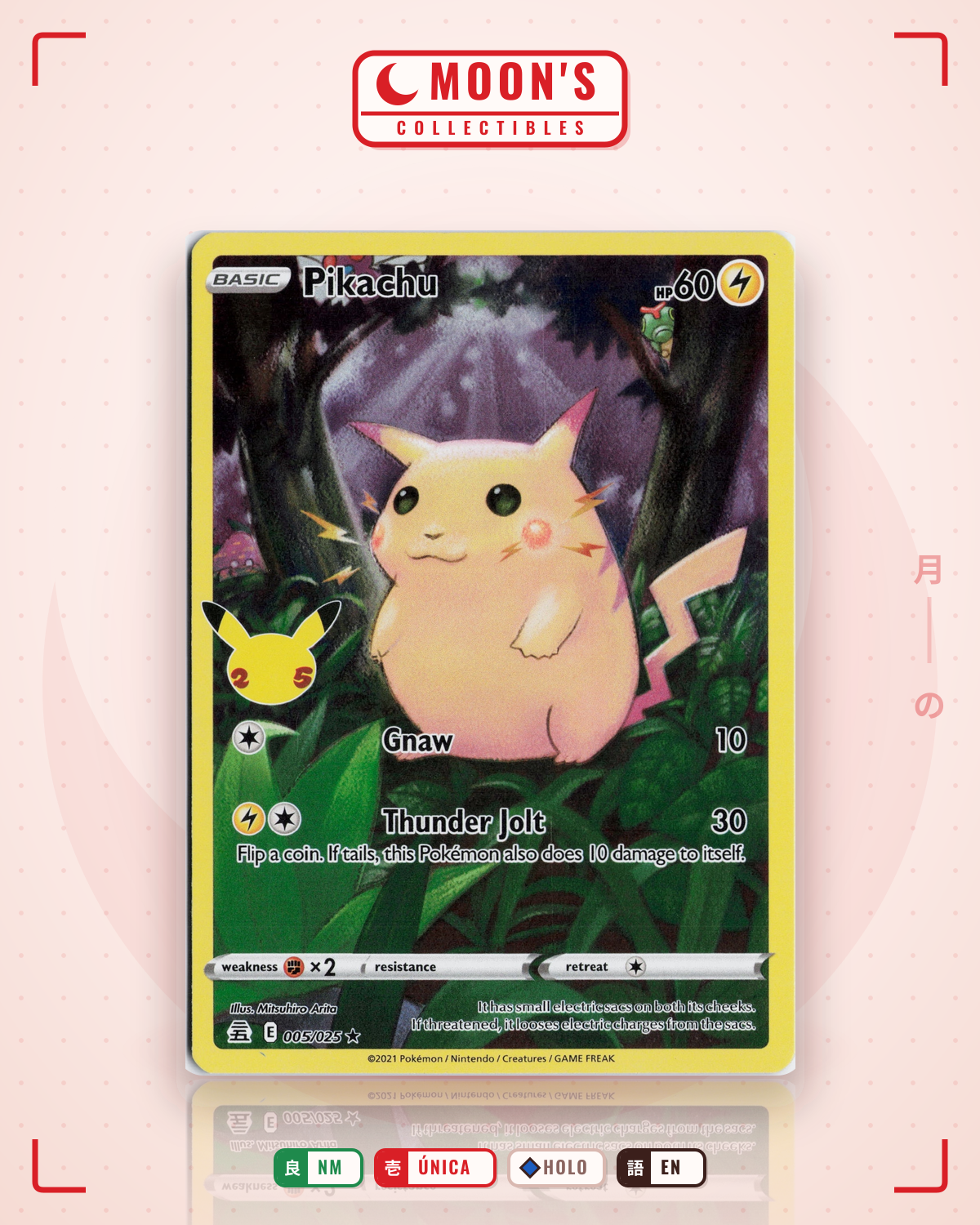 Carta Pokémon Pikachu · Celebrations #5 (NM) — pieza única en Moon's Collectibles México