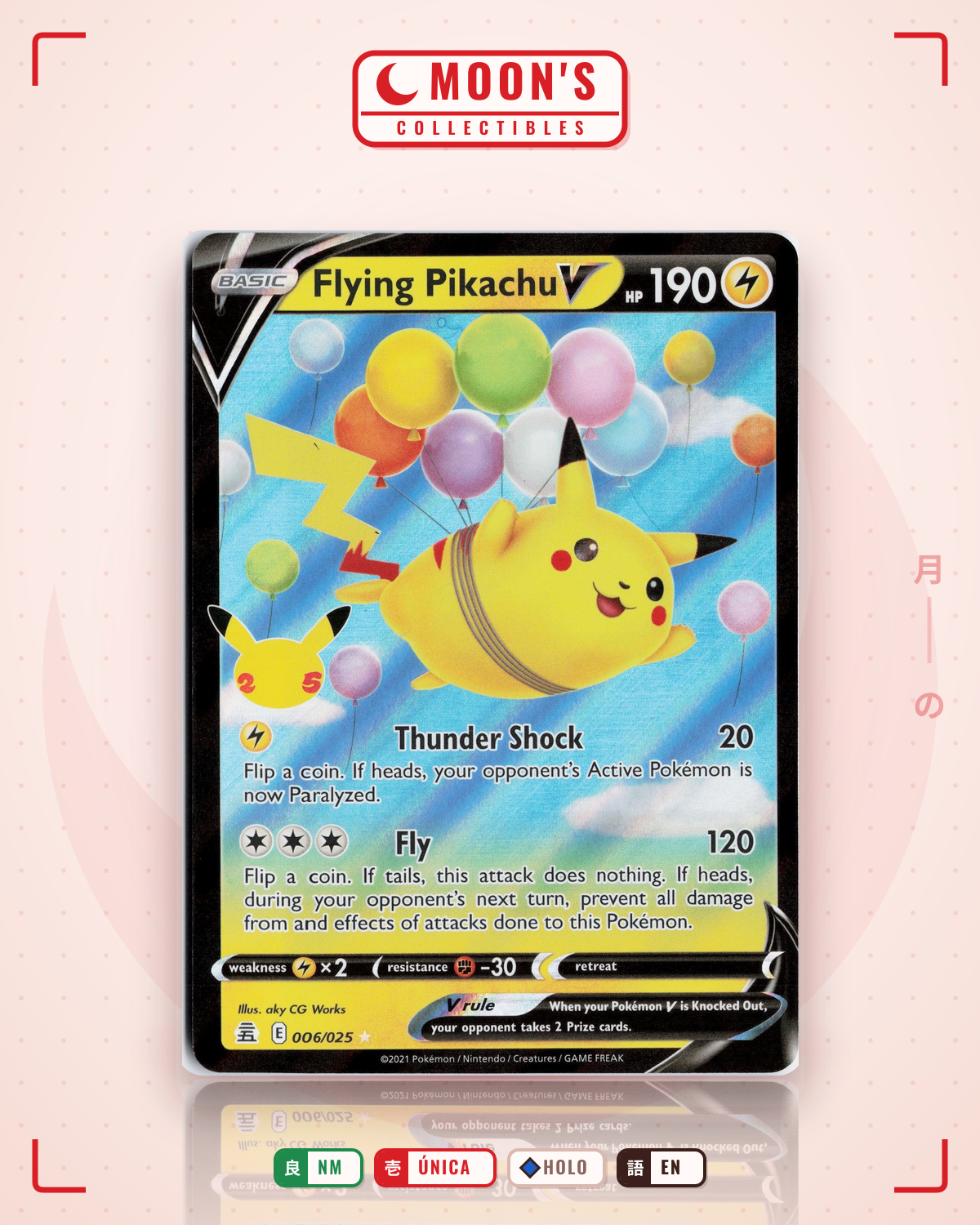 Carta Pokémon Flying Pikachu V · Celebrations #6 (NM) — pieza única en Moon's Collectibles México