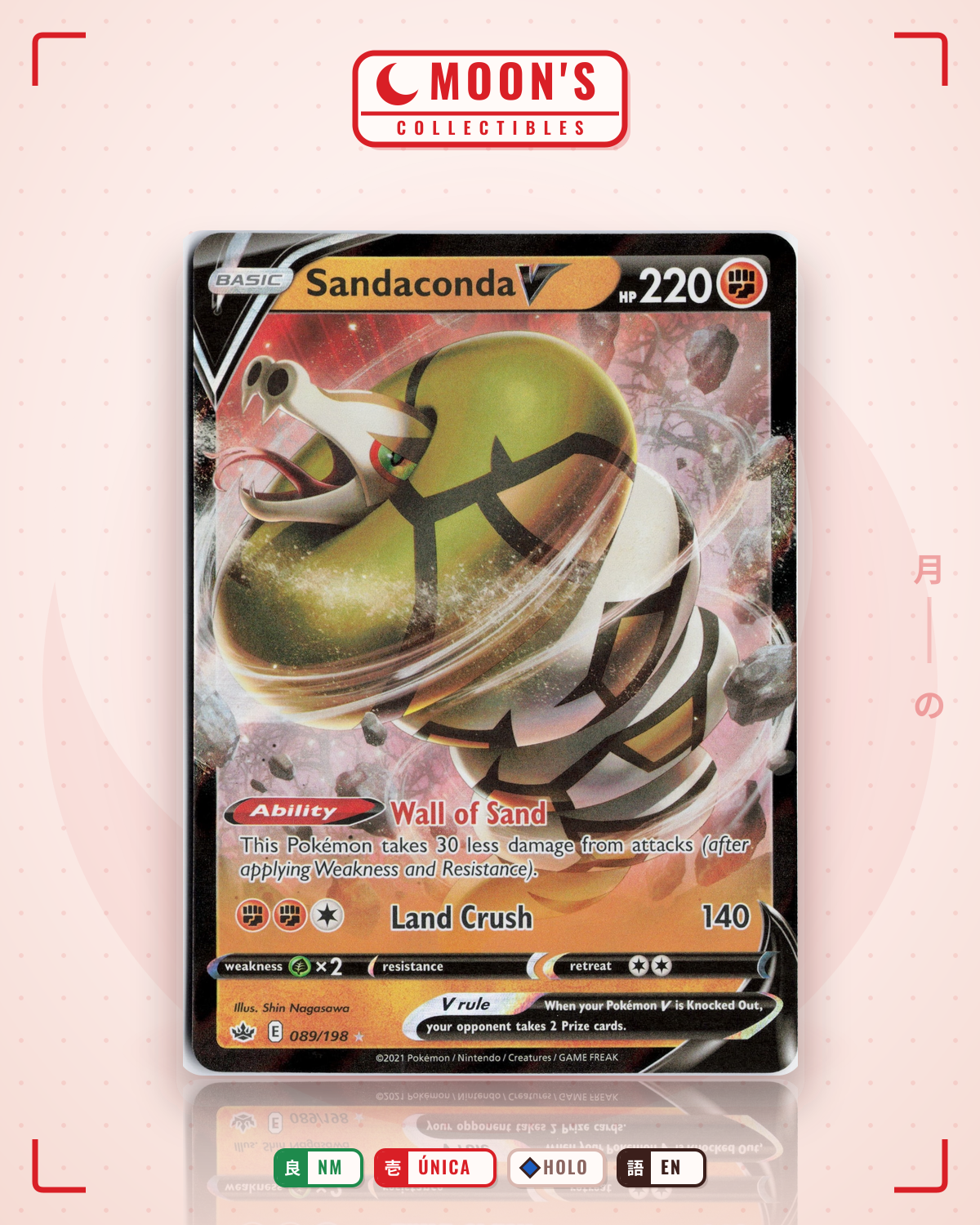 Carta Pokémon Sandaconda V · Chilling Reign #089/198 (NM) — pieza única en Moon's Collectibles México