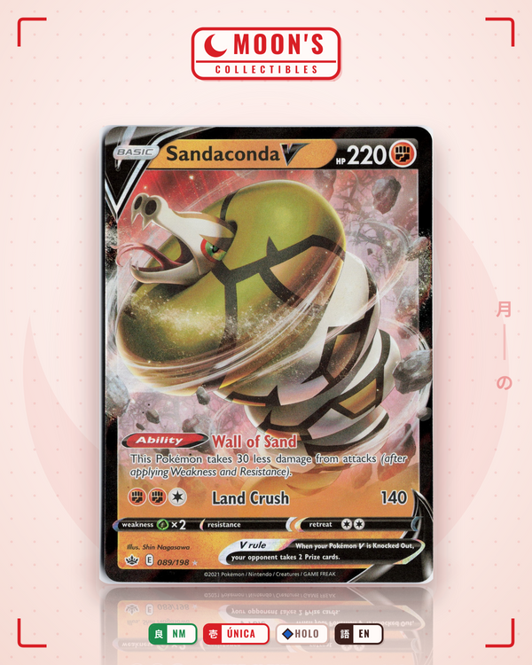 Carta Pokémon Sandaconda V · Chilling Reign #089/198 (NM) — pieza única en Moon's Collectibles México