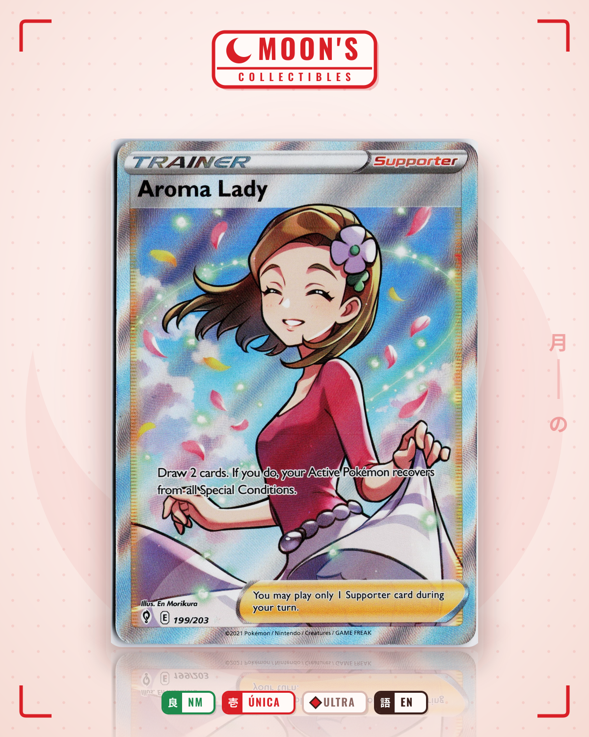 Carta Pokémon Aroma Lady · Evolving Skies #199/203 (NM) — pieza única en Moon's Collectibles México