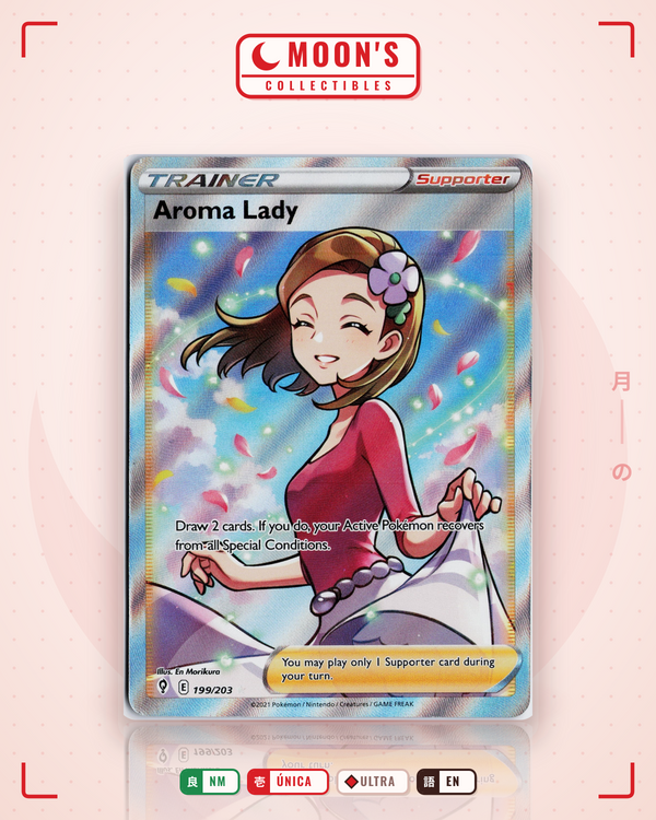 Carta Pokémon Aroma Lady · Evolving Skies #199/203 (NM) — pieza única en Moon's Collectibles México