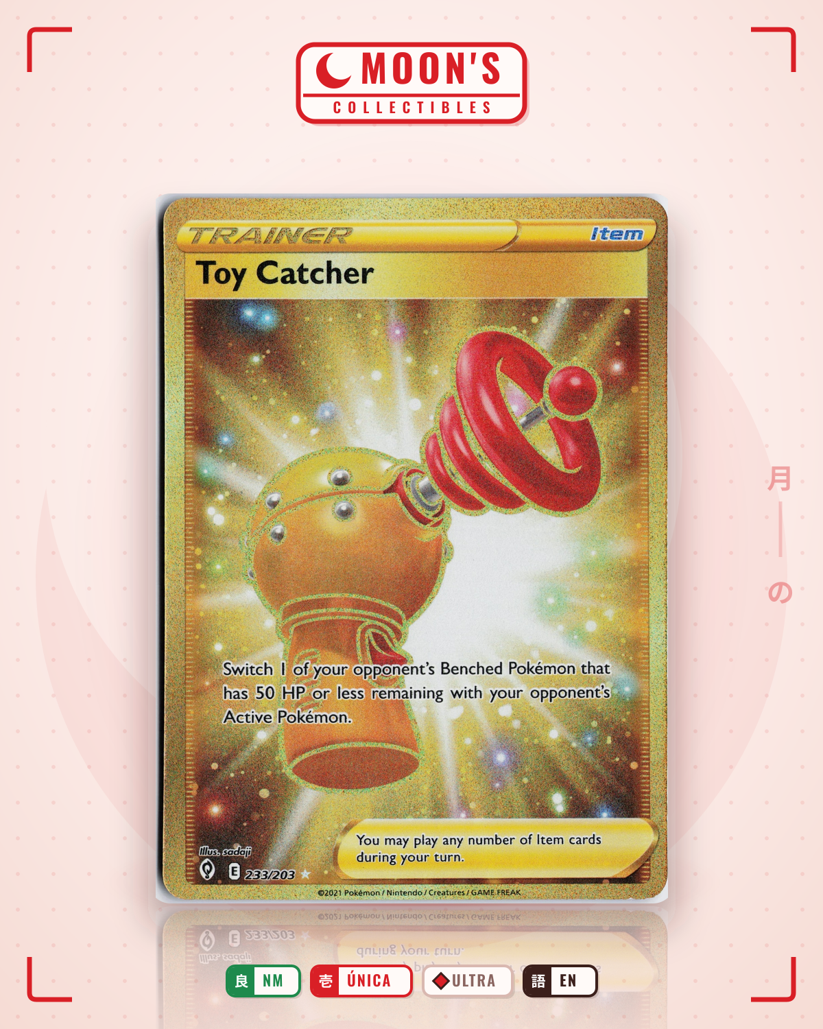 Carta Pokémon Toy Catcher · Evolving Skies #233/203 (NM) — pieza única en Moon's Collectibles México