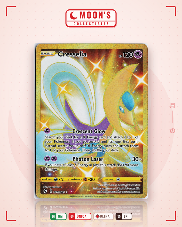 Carta Pokémon Cresselia · Evolving Skies #228/203 (NM) — pieza única en Moon's Collectibles México
