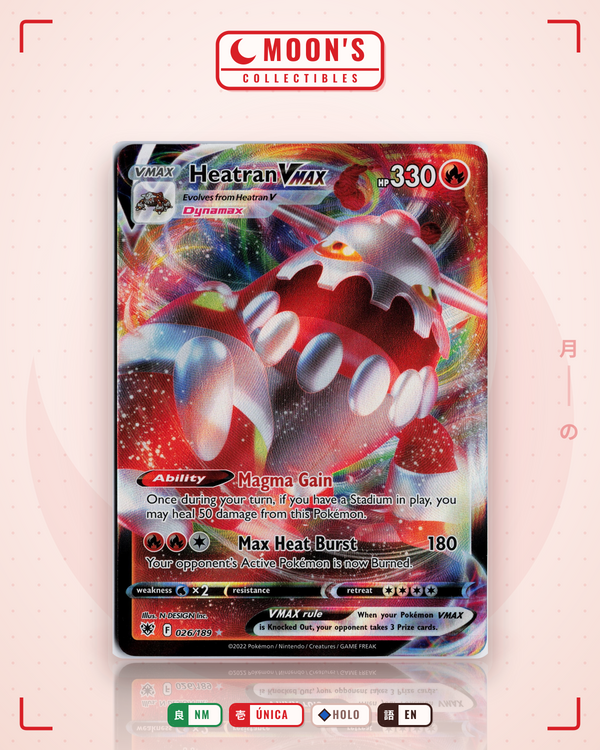 Carta Pokémon Heatran VMAX · Astral Radiance #026/189 (NM) — pieza única en Moon's Collectibles México