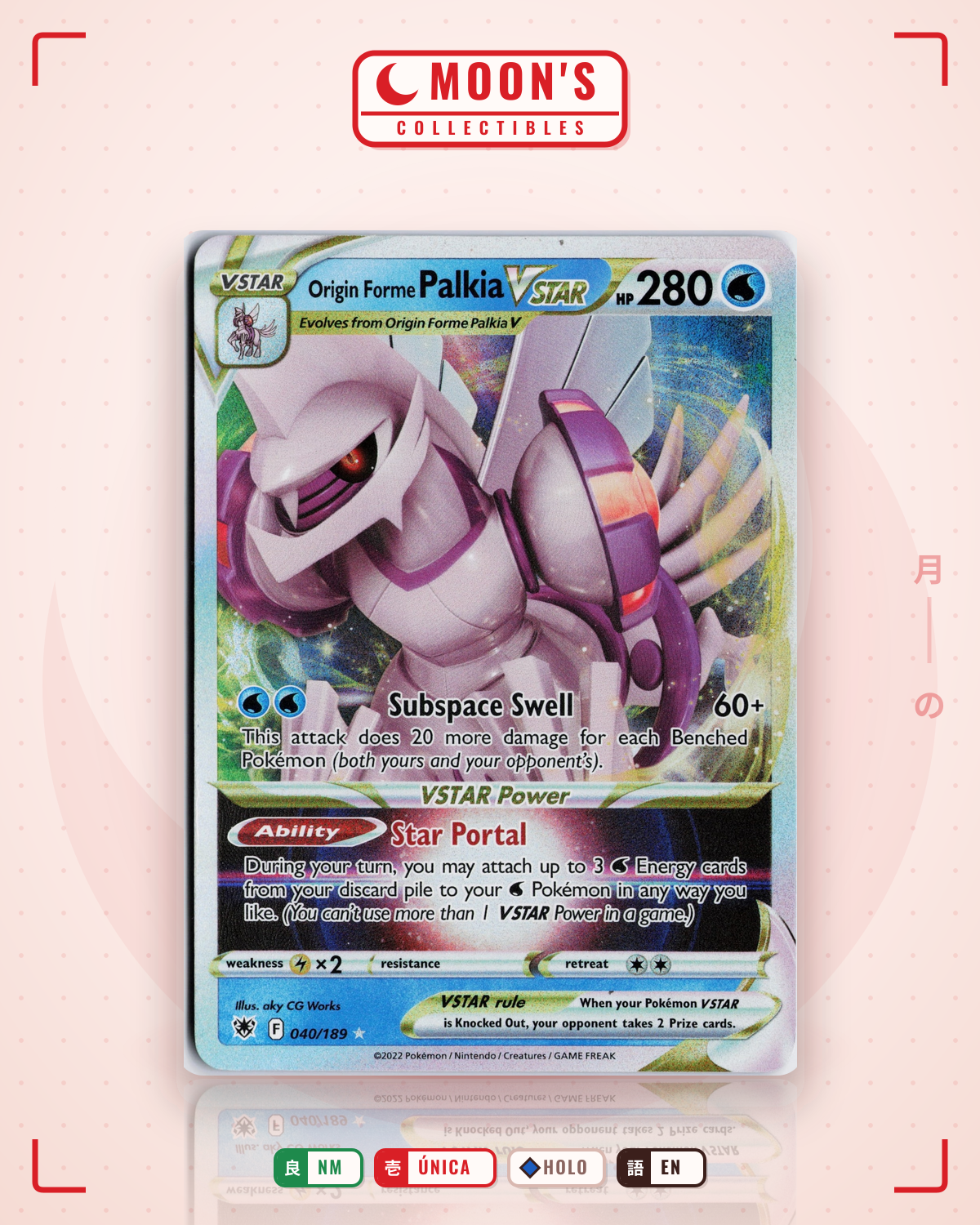 Carta Pokémon Origin Forme Palkia VSTAR · Astral Radiance #040/189 (NM) — pieza única en Moon's Collectibles México
