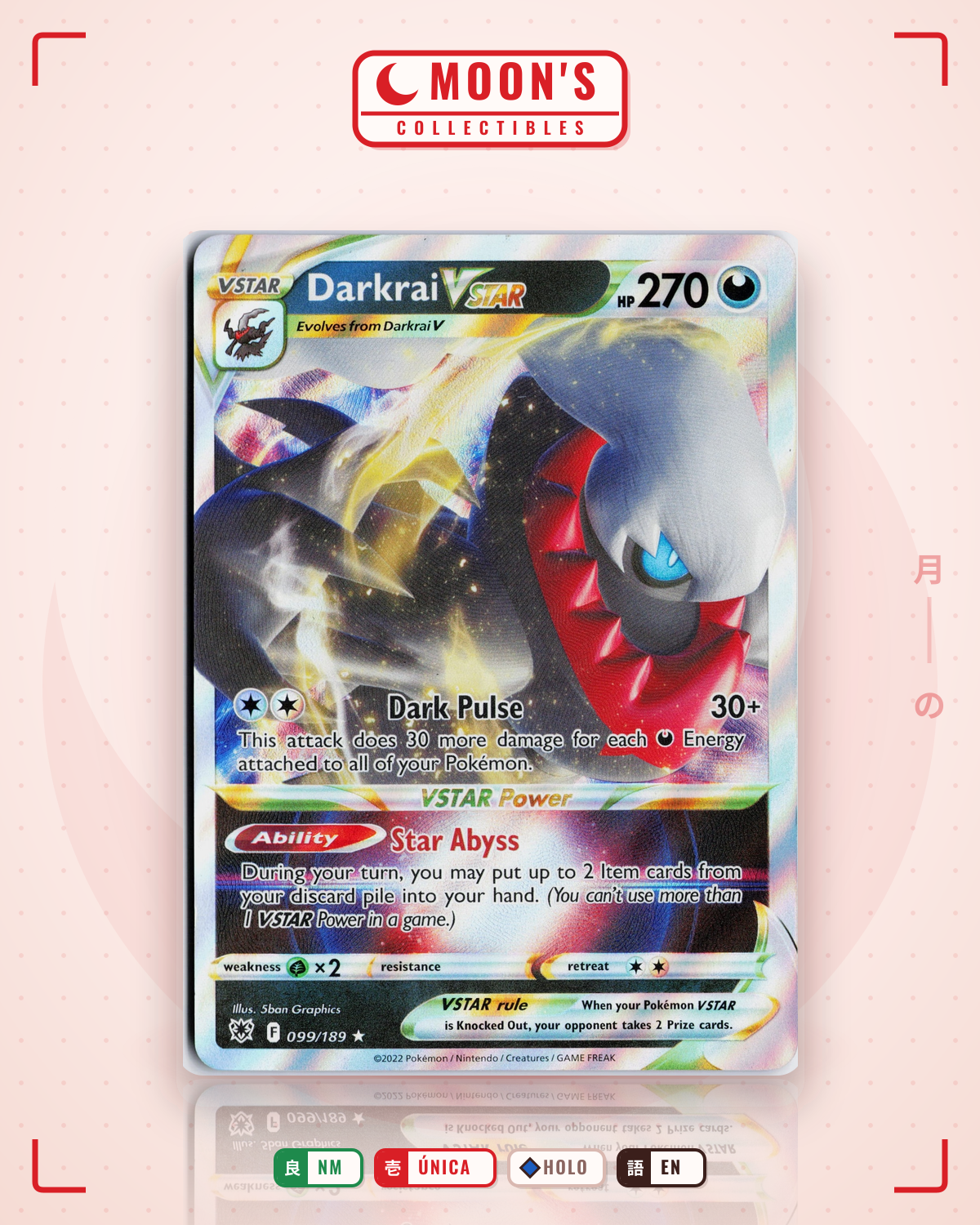 Carta Pokémon Darkrai VSTAR · Astral Radiance #099/189 (NM) — pieza única en Moon's Collectibles México