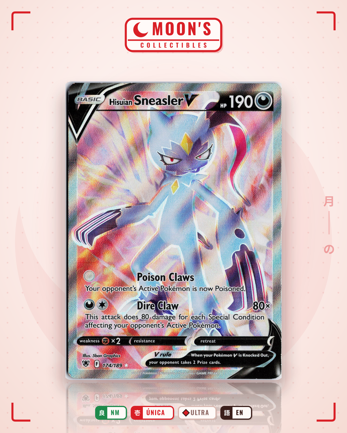 Carta Pokémon Hisuian Sneasler V · Astral Radiance #174/189 (NM) — pieza única en Moon's Collectibles México