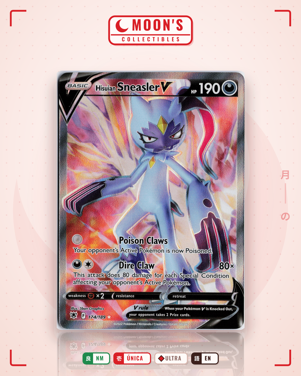 Carta Pokémon Hisuian Sneasler V · Astral Radiance #174/189 (NM) — pieza única en Moon's Collectibles México