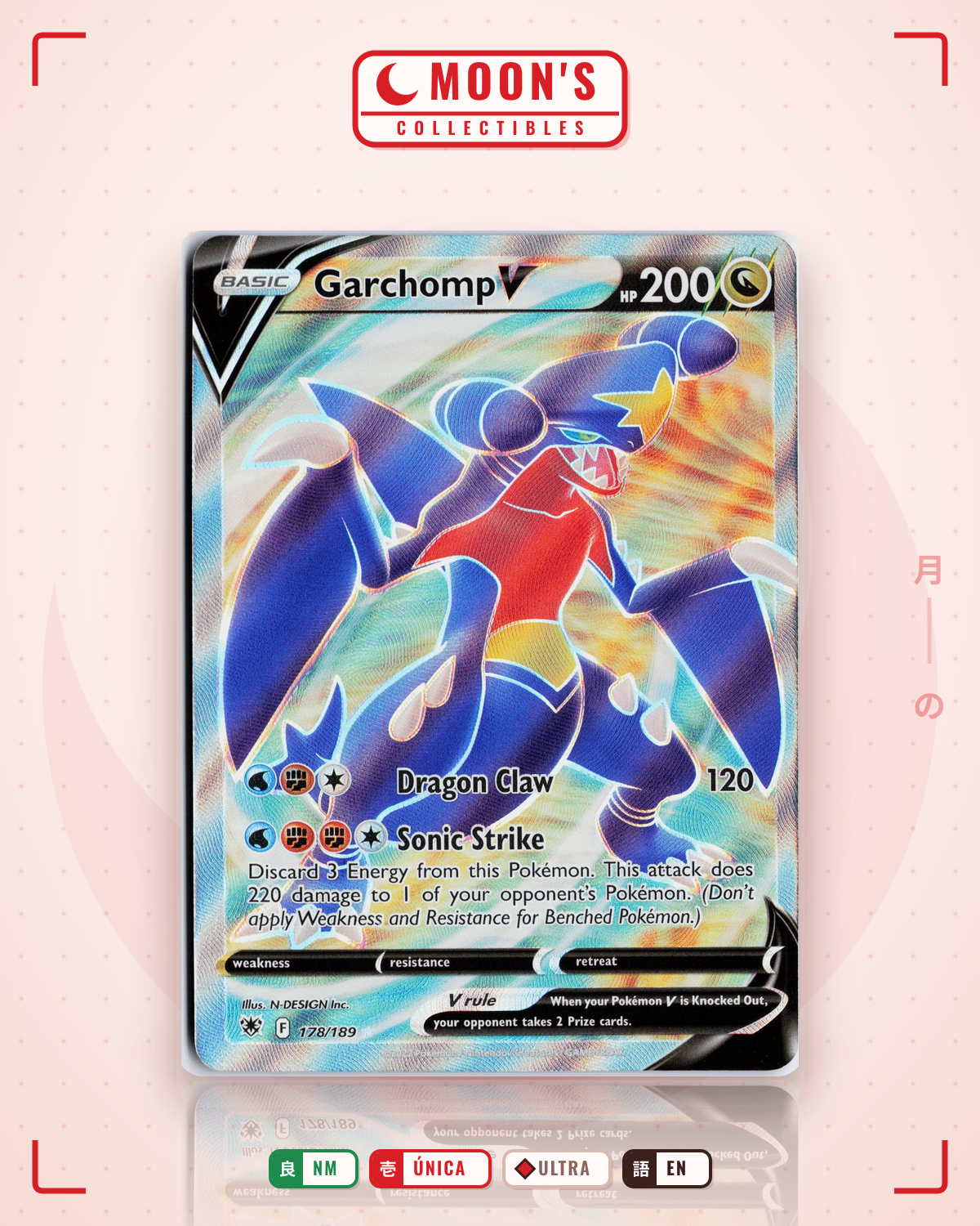 Carta Pokémon Garchomp V · Astral Radiance #178/189 (NM) — pieza única en Moon's Collectibles México